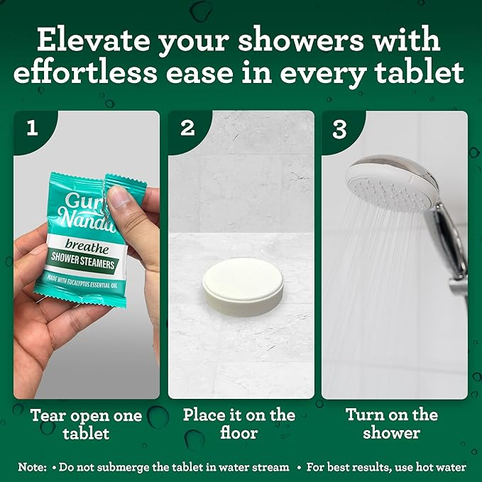 GuruNanda Breathe Shower Steamers for Aromatherapy 10 Pack, Relaxation Gifts for Women & Men with Essential Oils, Stress & Congestion Relief, Self Care