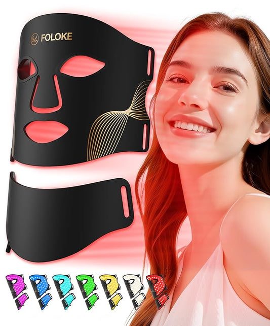 FOLOKE LED Light Therapy Mask Skin Care, 103 3-in-1 Fusion LED Beads, LEDs face mask & neck mask Infrared Red - Wavelength for Home Use, – Advanced Skincare Made Easy(Licorice)