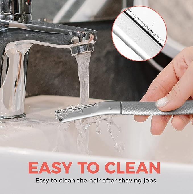 ZOMCHI Eyebrow Razor, Face Razors for Women&Men, Eyebrow Trimmer Shaper with Precision Cover,Facial Shaver with 6 Blades (Silver)