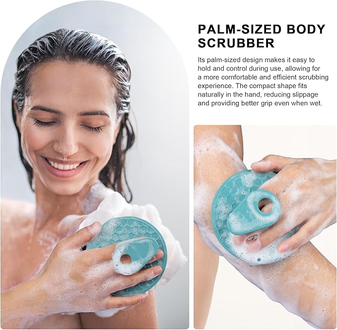 INNERNEED Food Grade Silicone Body Scrubber Gentle Exfoliating Brush for Women Men Deep Clean for All Skin Types, More Hygienic and Well Lather (Black+Dark Green+Pink)