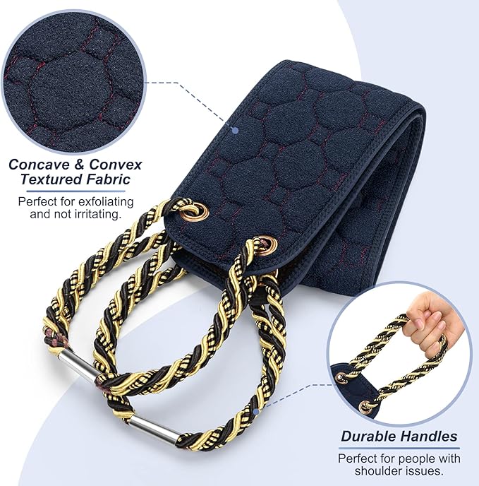 Exfoliating back scrubber with handles,