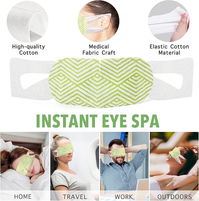 Steam Eye Masks, 20 Packs Heated Eye Mask for Dry Eyes, Puffy Eyes, Dark Circles, Disposable Moist Warm Eye Mask for Sleeping, Relief Eye Fatigue Hot Sleep Eye Mask, Unscented