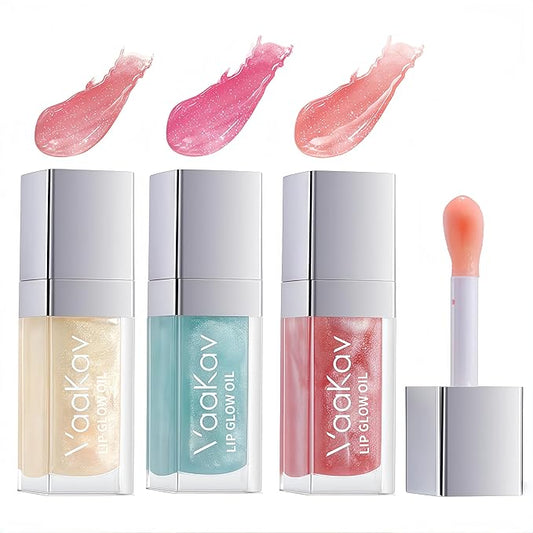 Shimmering Magic PH Color Changing、Hydrating Lip Glow Oil set, Plumping Lip Gloss set, Moisturizing Lip Oil Gloss, Transparent Moisturizing Lip Balm, Natural Lip Plumper(3 PCS)