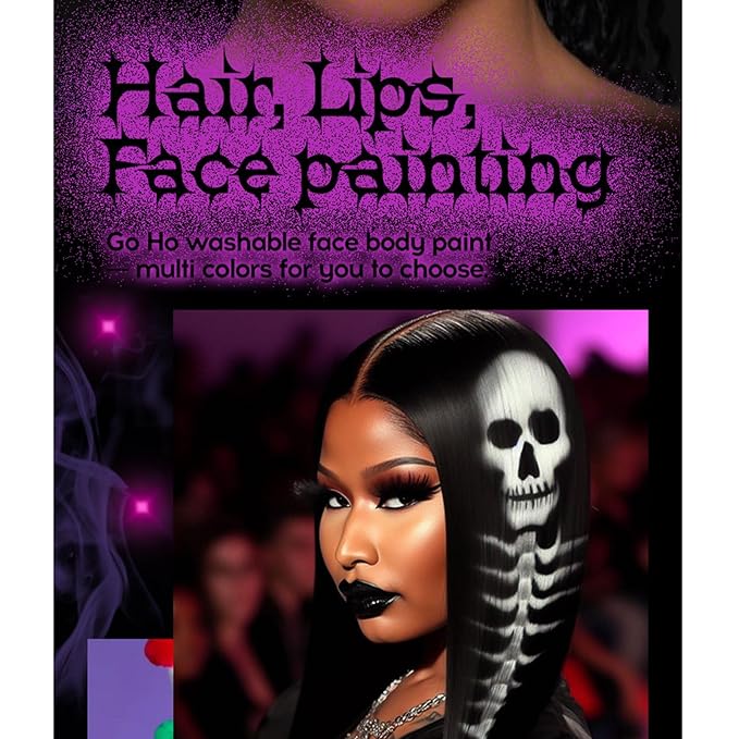 4 Colors Halloween Face Body Paint Lipstick, Cream Eye Black Stick for Baseball, High Pigmented Clown SFX Foundation Cream Makeup for for Sports Festival Halloween Cosplay Goth Costume Makeup (B#)