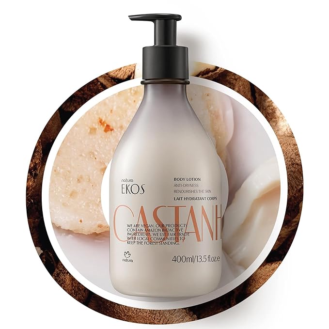 natura - Ekos Castanha (Brazil Nut) Renourishing Body Lotion - Anti-Dryness - Deep Skin Hydration Moisturizer - Vegan Skin Care - Brazilian Beauty Secrets - Self Care & Body Care - 13.5 fl oz (400ml)