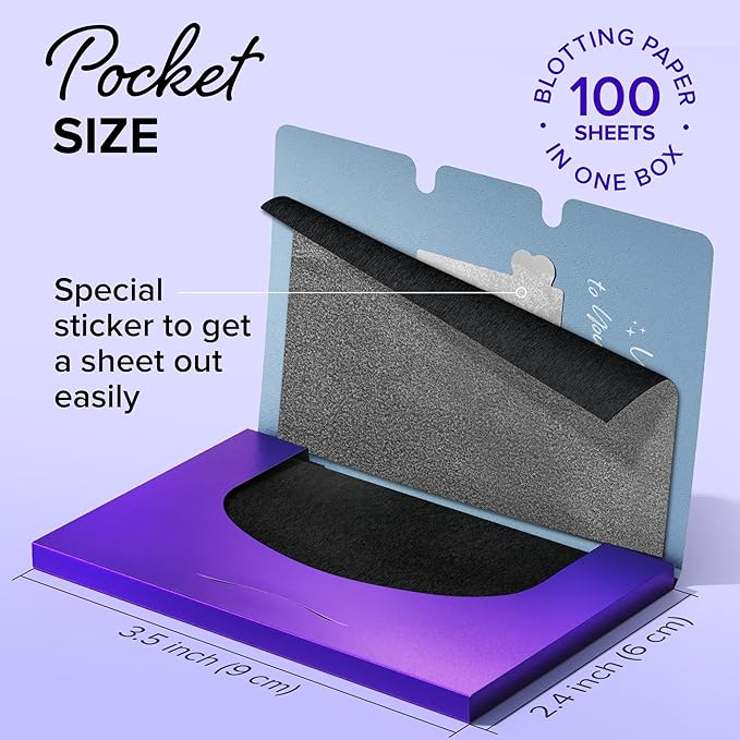 MAREE Oil Blotting Sheets for Face (100 Sheets) - Mineral Blotting Papers For Face with Bamboo Charcoal - Maximum Absorption & Shine Control - Makeup-Friendly Wipes for Oily Skin