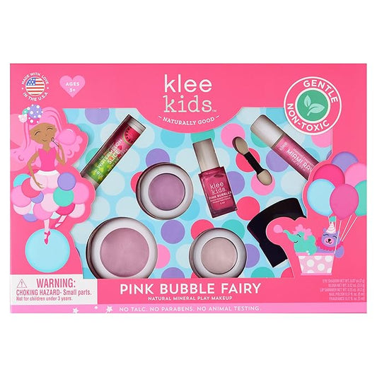 Luna Star Naturals Klee Kids Deluxe Play Makeup Kit. Gentle and Non-Toxic. Made in USA. (Pink Bubble Fairy)