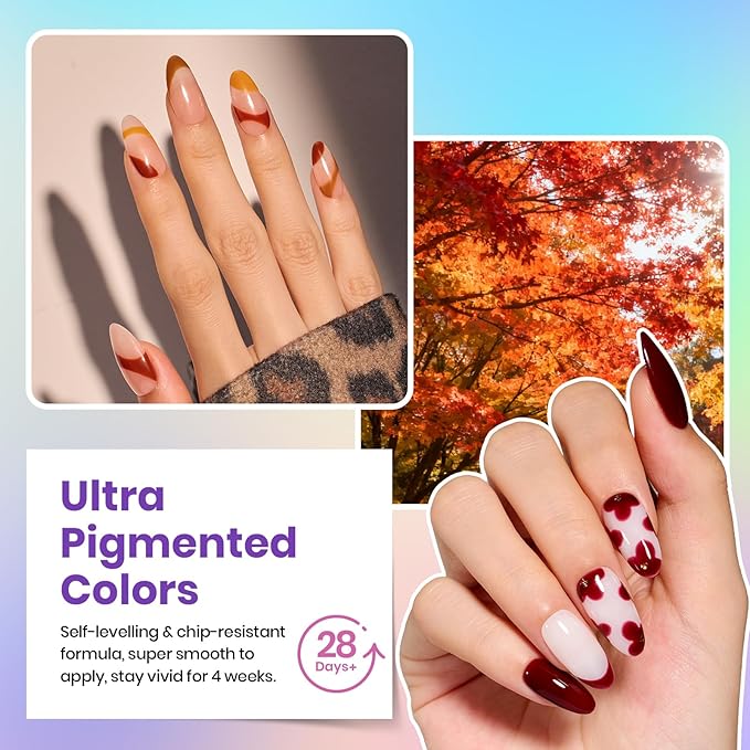 Beetles Winter Gel Nail Polish Set - Vibrarnt Holiday 55 Colors Gel Polish Kit with 5 Bottles Base Glossy Matte Top Coat UV LED Soak off Nail Polish Red Brown Pink Green Blue Christmas Gifts for Women