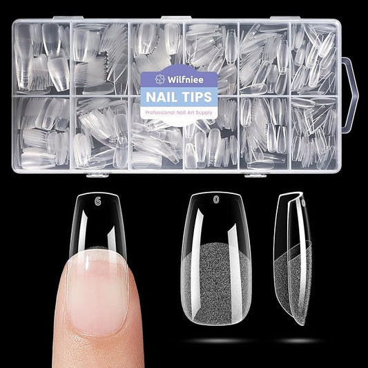 Nail Tips Medium Coffin: 504PCS Soft Gel Medium Coffin Press On Nails, 12Sizes Pre-shaped Acrylic Nail Extension Full Cover for Girls Women Home Salon