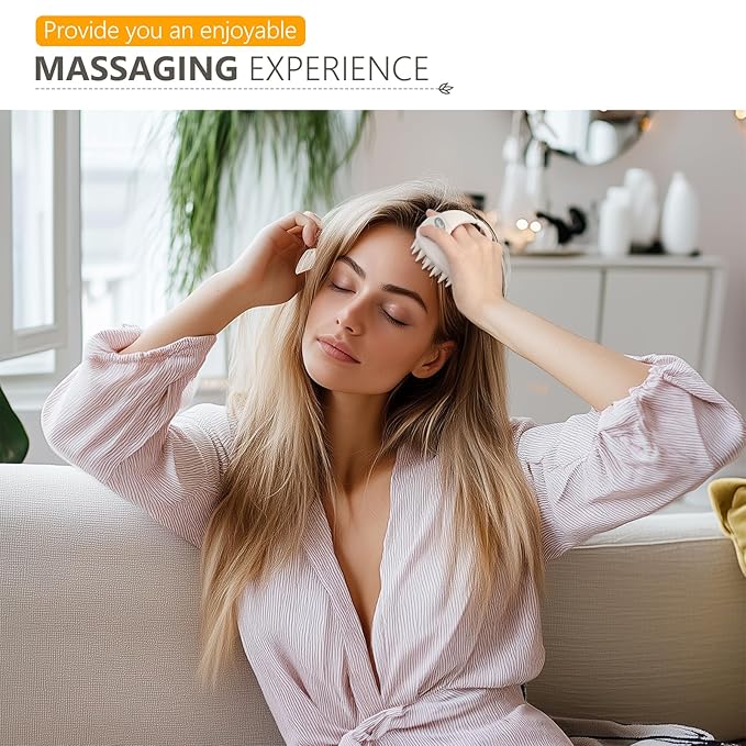 Sndyi Soft Silicone Scalp Massager for Dandruff Removal and Hair Growth - Wet Dry Scalp Exfoliator Brush for Scalp Care - Beige