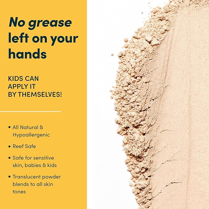 Bada Boom Mineral Translucent Sunscreen Powder, Brush on SPF 50 for Kids and Sensitive Skin