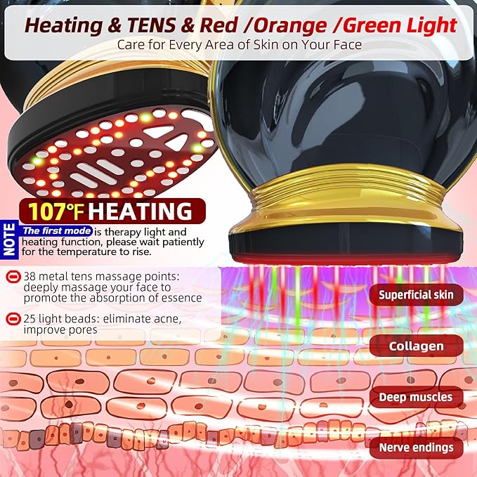 Microcurrent Multifunctional Facial Device, Smart Photon Micro-Current Device Electric Face Lift Light Therapy Skin Care Beauty Machine