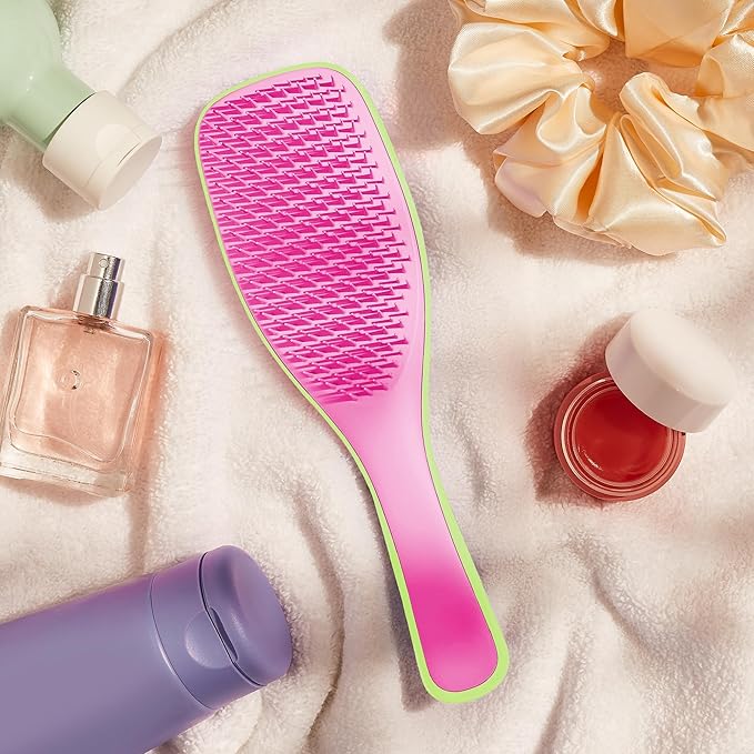 Tangle Teezer Ultimate Detangler Curly Hair Brush, Dry & Wet Hairbrush, Reduces Frizz & Breakage, for 3C to 4C Curly Hair Types, Cyber Lime & Pink