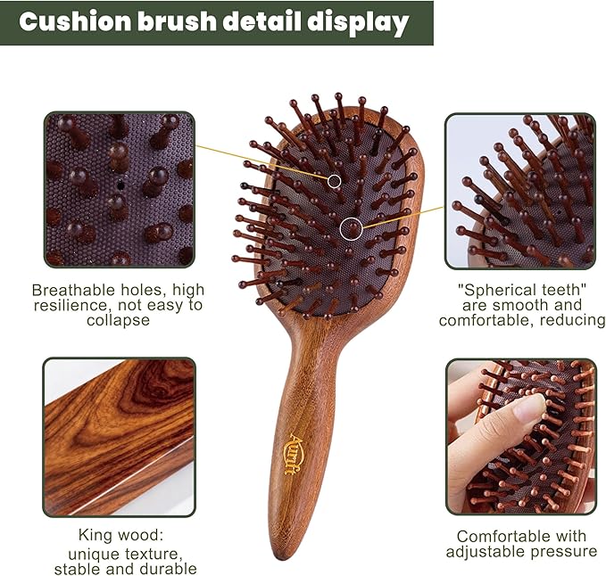 Scalp Massager Brush & Gua Sha Tool Set - Wooden Comb for Scalp Stimulation, Facial Massage & Relaxation, Handcrafted Natural Self-Care Gift Set with Storage Bag, King Wood