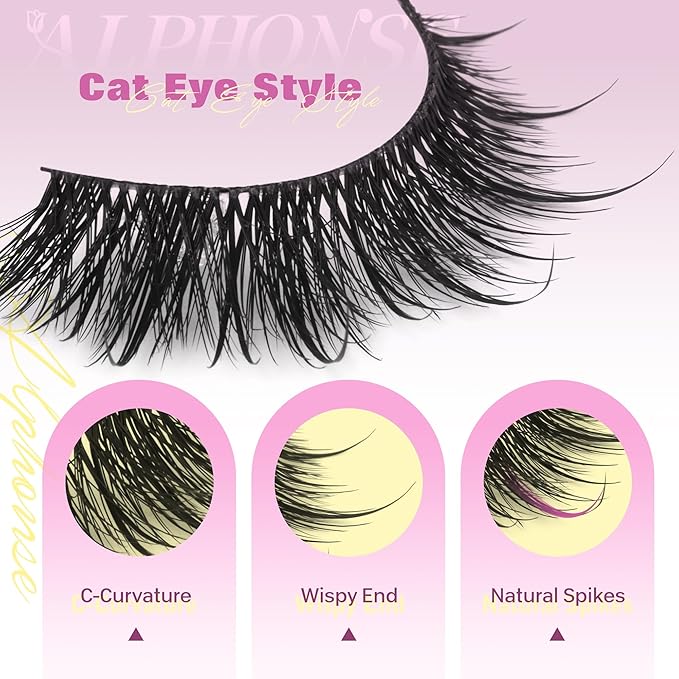 Manga Lashes Anime False Eyelashes with Spikes Fake Lashes Wispy Lashes Strips Spiky Fake Eyelashes 9 Pairs Faux Mink Lashes 8-16mm Lash Extension by ALPHONSE