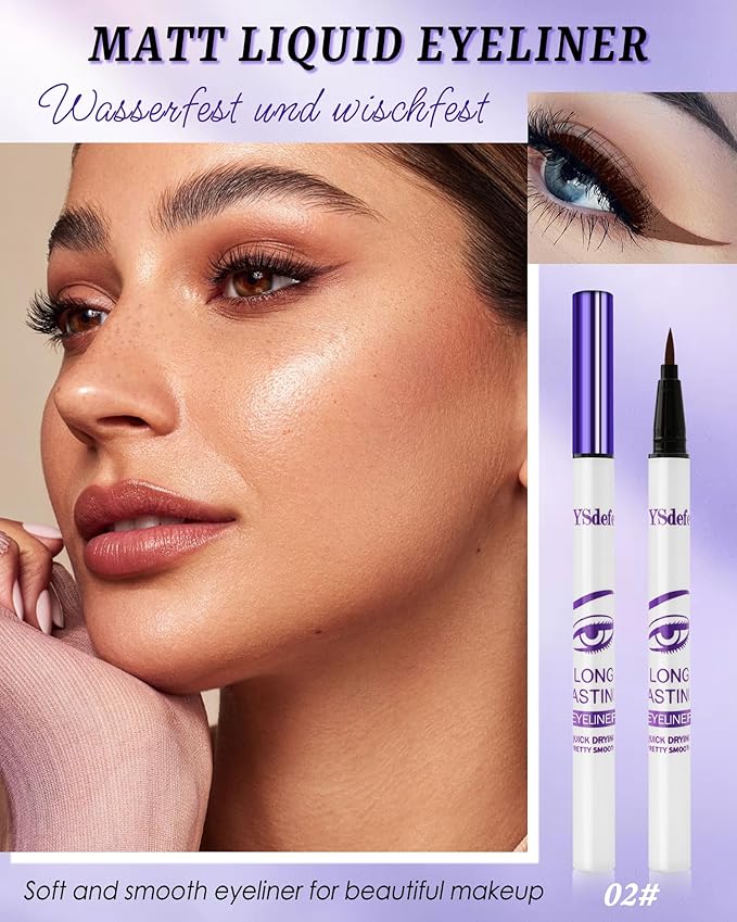 Liquid Eyeliner Pen, Brown Waterproof Long Lasting Colored Eye Liner Pen with Precision Tip, Matte Colorful Smudgeproof High Pigmented Eyeliner Pencil, Christmas Eye Makeup Gift for Women Girl-02