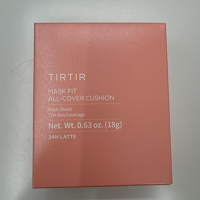 TIRTIR Mask Fit All Cover Pink Cushion Foundation | High coverage, Velvety Matte Finish, Lightweight, Flawless, Corrects Redness, Korean Cushion (#24N Latte, Full Size, 0.63 Fl Oz)