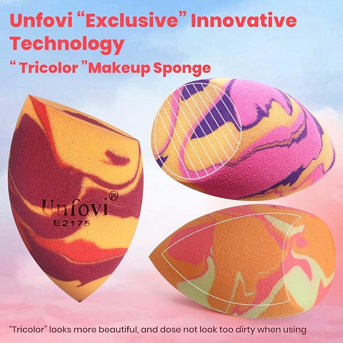 7Pcs Tri Color Makeup Sponge, Low Absorption Latex Free Soft Makeup Sponges For Foundation,Beauty Sponge Blender for Power&Cream,Liquid (Multicolor)