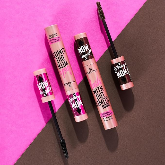 essence | Lash Without Limits Extreme Lengthening & Volume Mascara (02 | Brown) | Volumizing & Lengthening | Vegan, Cruelty Free & Paraben Free
