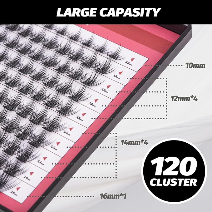 DIY Eyelash Extension Lash Clusters 120 Clusters False Eyelash 3D Effect Individual Natural Lashes Set at Home Eyelash Extension Kit Lashes Pack Sparkle Mixed