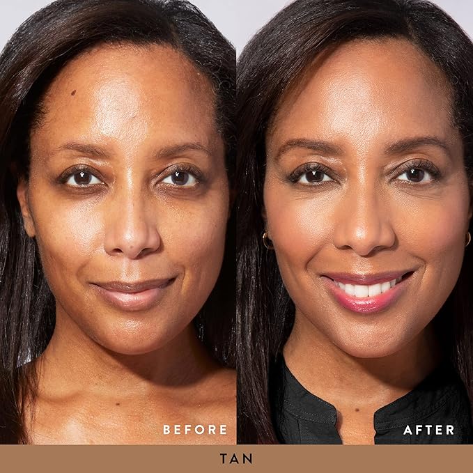 LAURA GELLER NEW YORK Blush-n-Glow Kit (3 PC): Baked Balance-N-Glow Illuminating Powder Foundation, Tan + Retractable Kabuki Brush + Baked Blush-N-Brighten, Pink Grapefruit