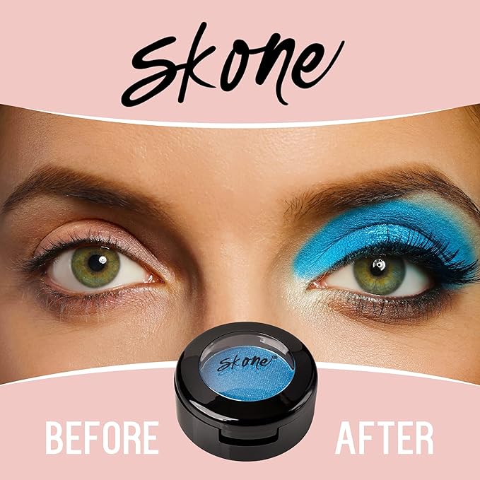 Skone Cosmetics Gems Eye Shadow, Highly Pigmented, Longwear Eye Makeup, Single Eyeshadow with Pro Shimmery Finish - Ultra-Blendable, Slightly Shimmer Shades - Blue Eyeshadow - Candles