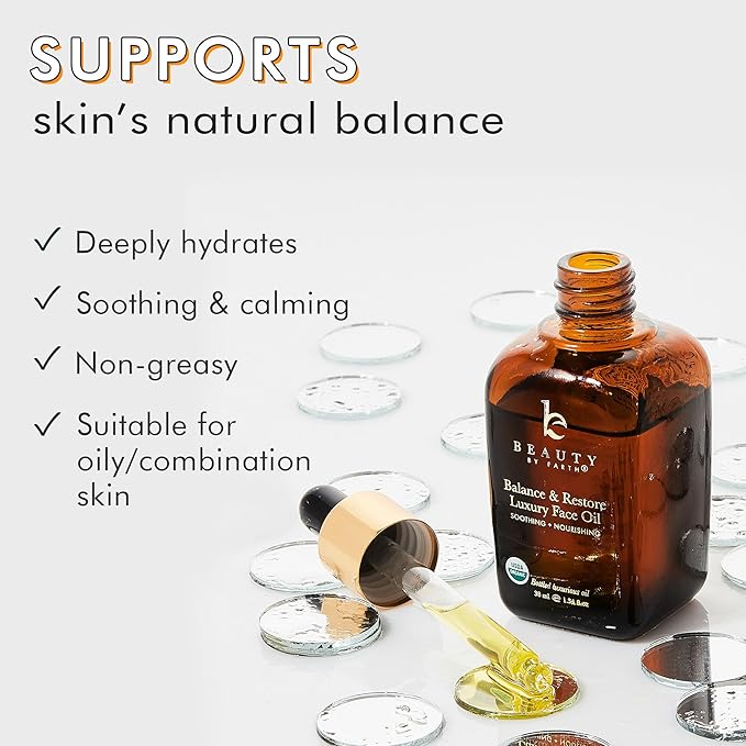 USDA Organic Face Oil - USA Made with Natural Ingredients, Anti Aging Formula for Acne-Prone & Oily Skin, Facial Oil with Vitamin E, Rosehip, Argan & Jojoba Oils for Sensitive Skin, Eczema & Rosacea