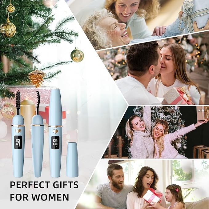 ZAPAL Heated Eyelash Curler, Rechargeable Heated lash Curler, Intelligent Power Off Electric Eyelash Curler Heated Quickly 24 Hs Lasting Natural Makeup for Woman (Air Blue/Gold, X8-132mm)