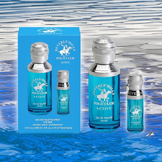Beverly Hills Polo Club Cologne for Men Bonus Pack Designer Eau De Toilettes 3.4oz + 0.5oz 2 count (Active)