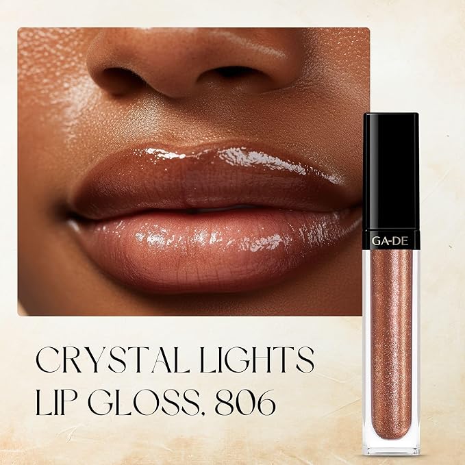 GA-DE Crystal Lights Lip Gloss, 806 - Enriched with Light-Reflecting Crystal Pearls - Smooth Silky, Rich Color - Moisturizes and Adds Shine - 0.2 oz