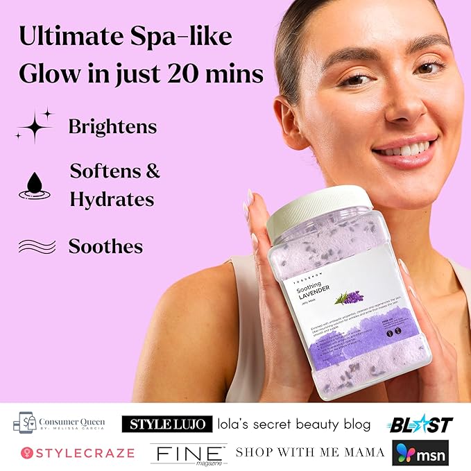 Jelly Face Mask for Facials - Lavender Hydrating, Brightening & Nourishing Jelly Mask with Free Jade Roller & Spatula | Professional Hydrojelly Masks | Christmas Gifts for Women, Gifts for Women