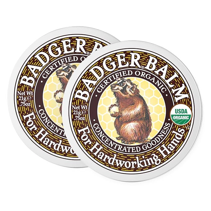 Badger Healing Balm, Hard Working Hands Cream, Organic Hand Cream for Dry Cracked Hands, Long Lasting Hand Moisturizer/Dry Hands Treatment, .75 oz Tin, 2-Pack