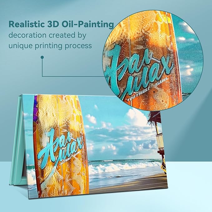 Empty Magnetic Makeup Palette, DIY Eyeshadow Pans Organizer With Mirror Inside, Frosted Finish Embossed Art Paper Makeup Organizer (Summer Day)