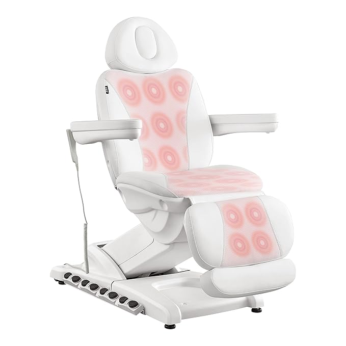 Dir Spa Full Electrical 4 Motor Facial Beauty Bed - Doctor, Tattoo, Medical, Podiatry Chair with Thermal Heated Seats Apollo, White