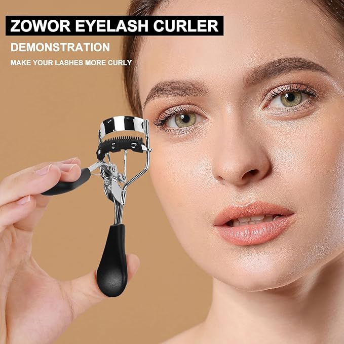 Eyelash Curler with Comb Fit All Eye Shape Curved Eyelash Curlers,Natural and Long Lasting Lash Curler for Women Make Up Gift（Black