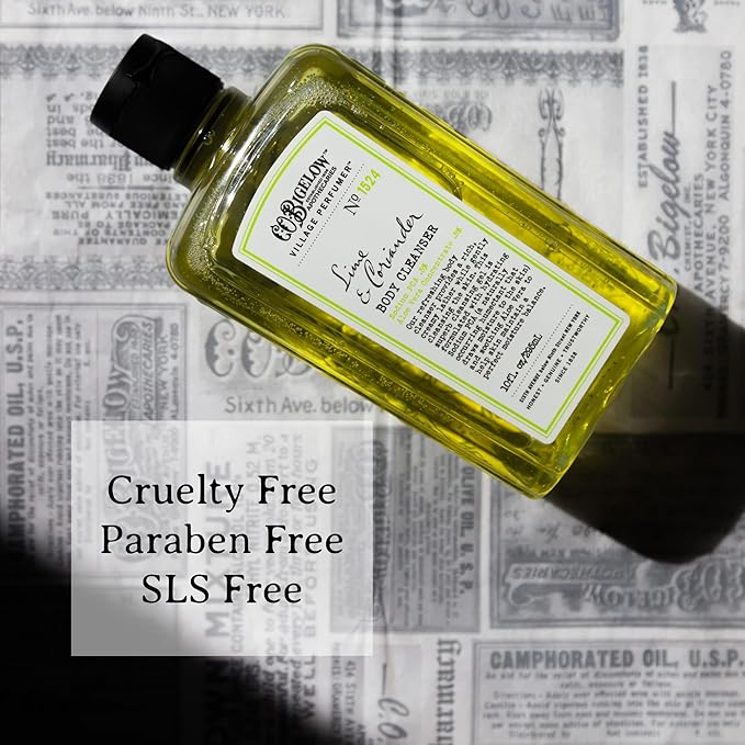 C.O. Bigelow Lime Coriander Body Cleanser, Village Perfumer Moisturizing Body Wash for Men & Women with Aloe Vera, Sodium PCA, and Glycerin, 10 fl oz