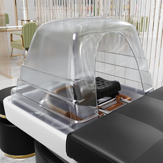 Olela Heavy Duty Head Spa Bed - Headspa Equipment with Water Cycle & Fumigation Salon Equipment, Stationary Massage Table with U Shaped Head Basin and Wood Frame for Beauty Salon