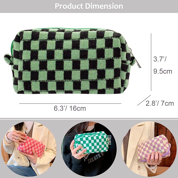 Pazimiik checkered makeup bag for