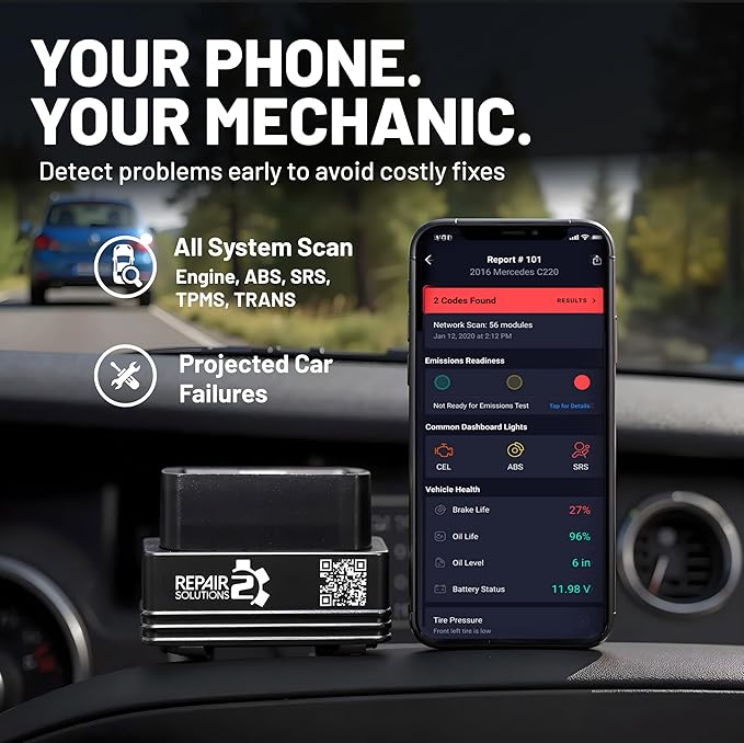 Innova 1000 Bluetooth OBD2 Scanner for iPhone & Android - Predict Car Problems Before They Happen - No Subscriptions - Detect Check Engine, ABS, SRS Issues for Cars 1996+