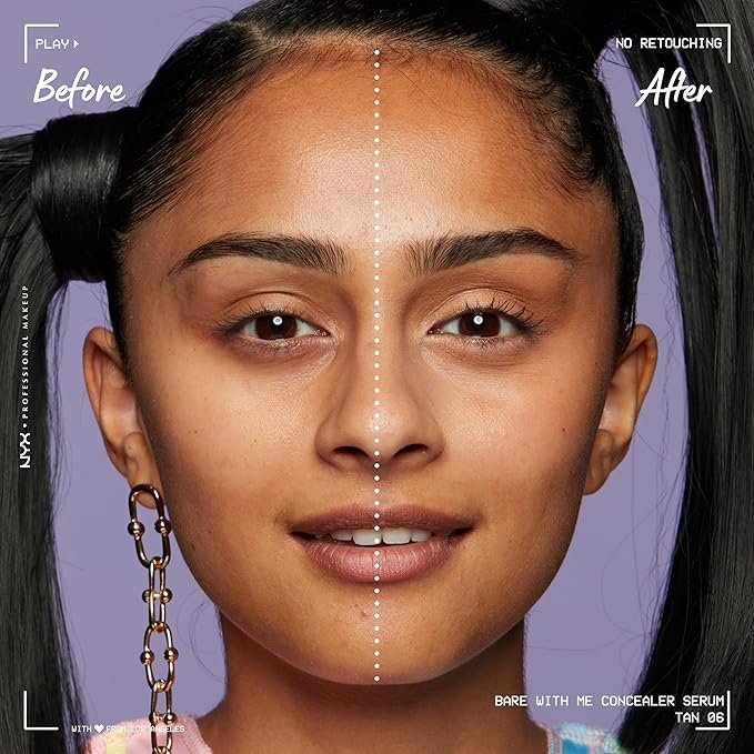 NYX PROFESSIONAL MAKEUP Bare With Me Concealer Serum, Concealer Makeup For Up To 24Hr Hydration - Tan