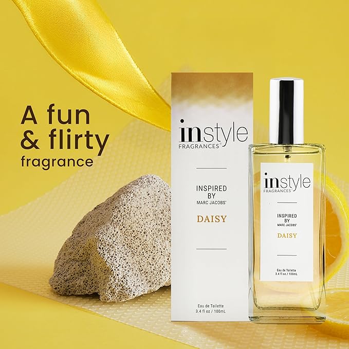Instyle Fragrances, Inspired by Marc Jacobs' Daisy, Women’s Eau de Toilette, CLEAN, Vegan, Paraben-Free, Never Tested on Animals, 3.4 Fluid Ounces