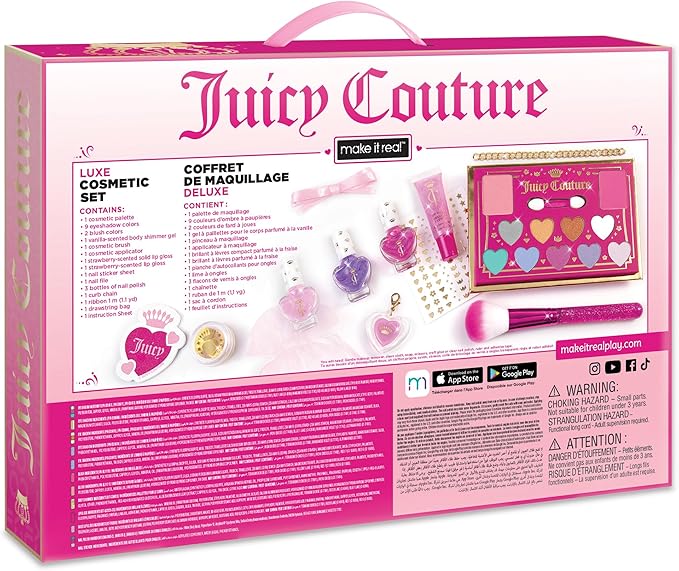 Make It Real: Juicy Couture Luxe Cosmetic Set - Lip Gloss Charm Bracelet, Nail Polish, Eyeshadow, Head to Toe Glam, Makeup Kit, Girls & Kids Ages 8+