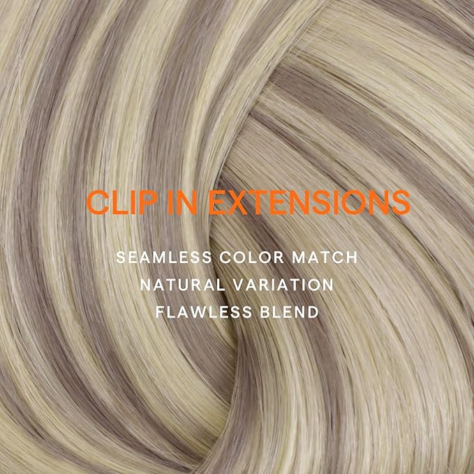 Full Shine Blonde Clip in Hair Extensions Real Hair Double Weft Clip in Extensions Balayage Ash Grey Fading to Blonde Hair Extensions for Volume 7 Pcs 14 Inch 120 G