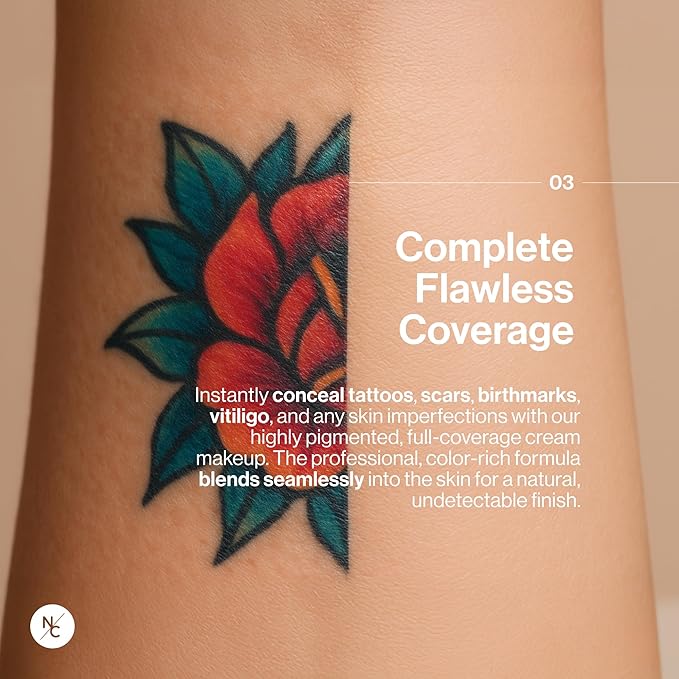 Narrative Cosmetics Tattoo Cover Up Makeup Palette | Quick-Set Waterproof Cream Concealer for Tattoos, Scars & Blemishes | Long-Lasting, Smudge-Proof Formula for All Skin Tones