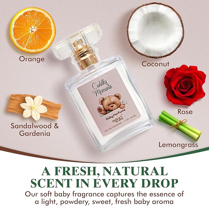 Nova Scents| Baby Cologne| Baby Perfume| Alcohol Free, Hypoallergenic, Paraben Free| Floral, Fresh, Powdery| Gentle Scent for Babies & Toddlers| 1.7oz, 50 ml- Cuddly Moments