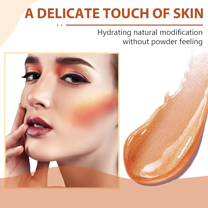 Liquid Highlighter Beauty Wand, Highlight Bronzer Stick with Cushion Applicator, Smooth Shimmer Finish, Lightweight Silky Cream Face Makeup Stick,Cruelty-free (Gold)