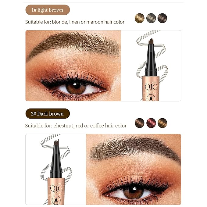 Eyebrow Pencil,Waterproof Brow Pen with Micro-Fork Tip,Smudgeproof Long Lasting Fine Sketch Microblading Pen，Natural Looking Eye Makeup Eyebrow Pen-02#Dark coffee color