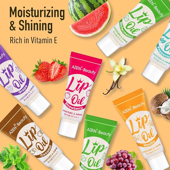 AZEN 60 Pack Lip Gloss Set, Clear Lip Gloss Bulk, Lip Oil for Dry Cracked Lips Moisturizing Hydrating Nourishing with Vitamin E