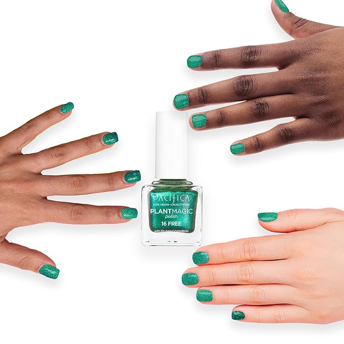 Pacifica Natural Nail Polish – Plant Magic Sparkling Green Nail Polish - Plant Based, Non-Toxic & Clinically Tested - Lasting Colors, Glossy, Clean Beauty, Dermatologist Approved Mermaid Tail
