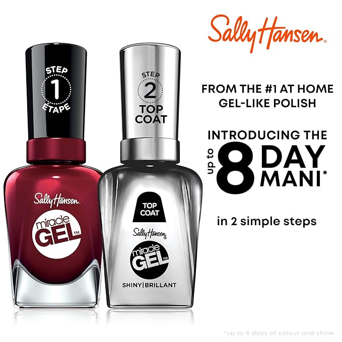 Sally Hansen Miracle Gel, V-Amplified, Long Lasting, Gel-Like Formula, No UV Lamp Needed, Opaque, Shiny Purple Nail Polish